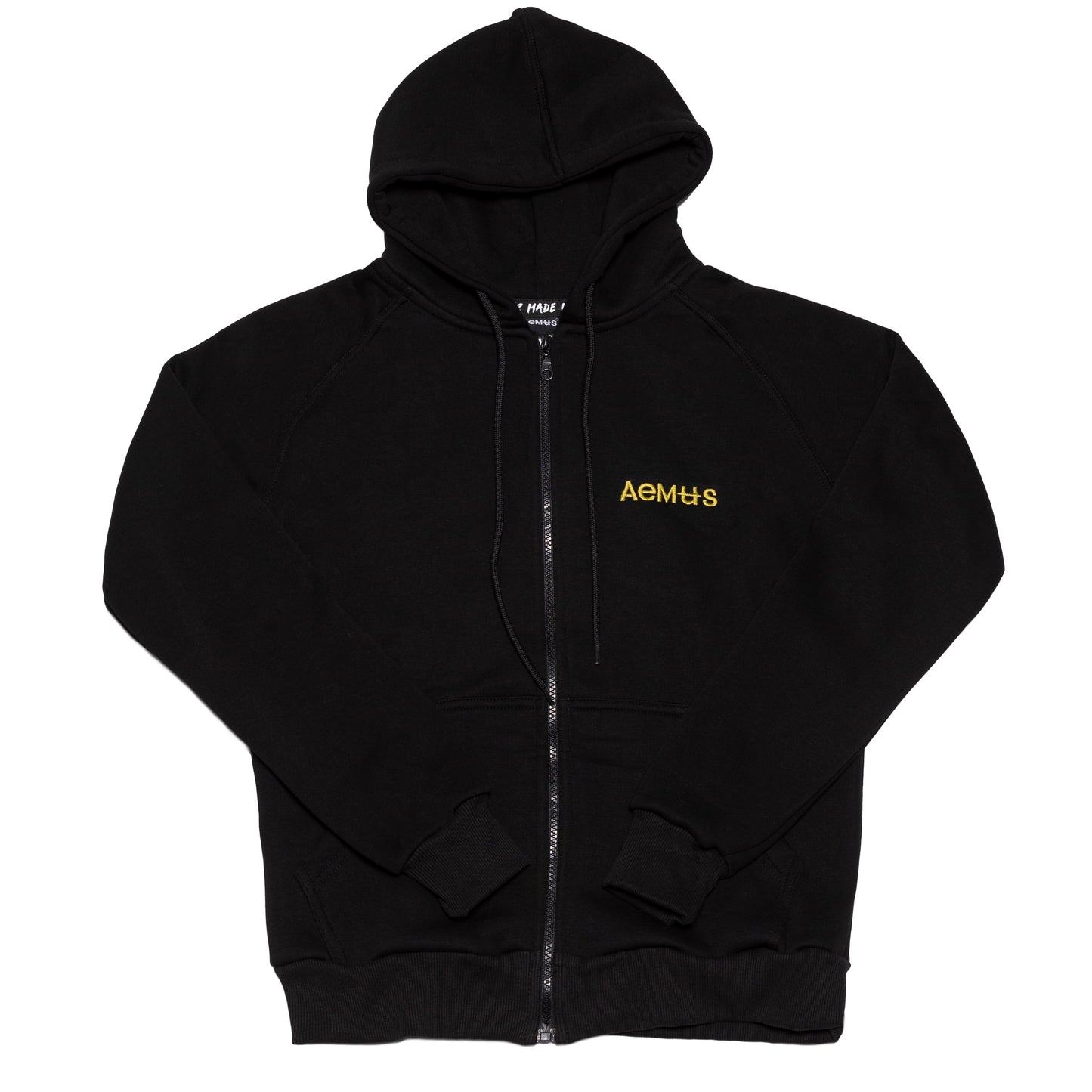 AEMUS BLACK HOODED ZIP UP SWEATSHIRT