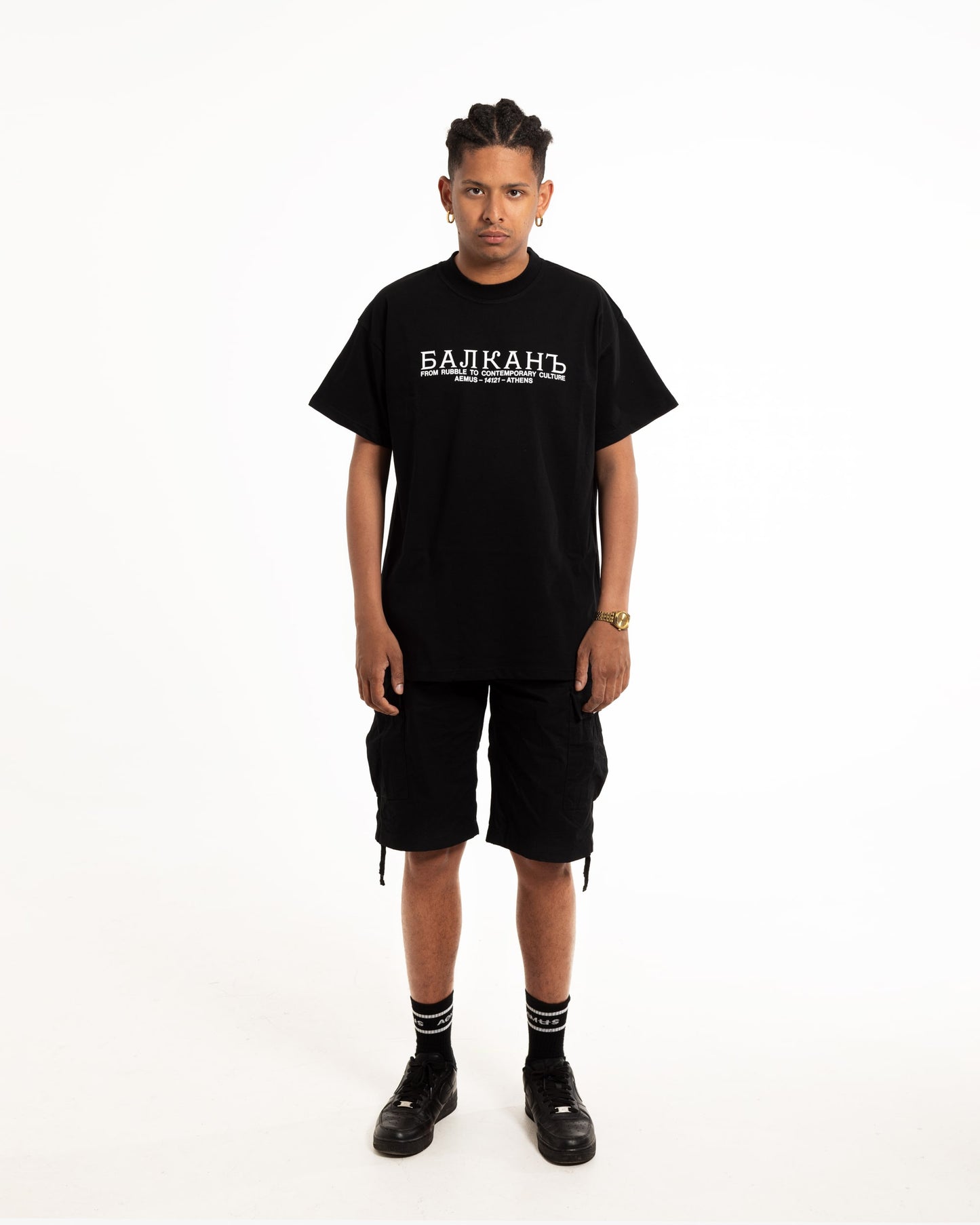 Aemus Black Regular Cargo Short