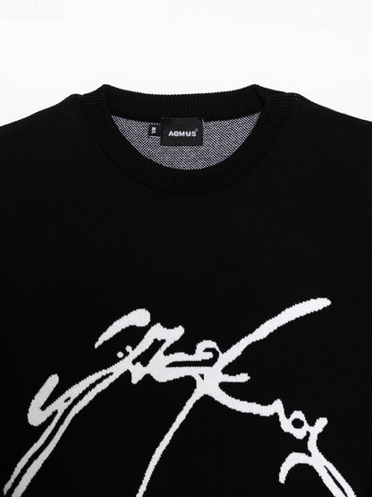 Aemus Letter Knitted Jaquard Sweater