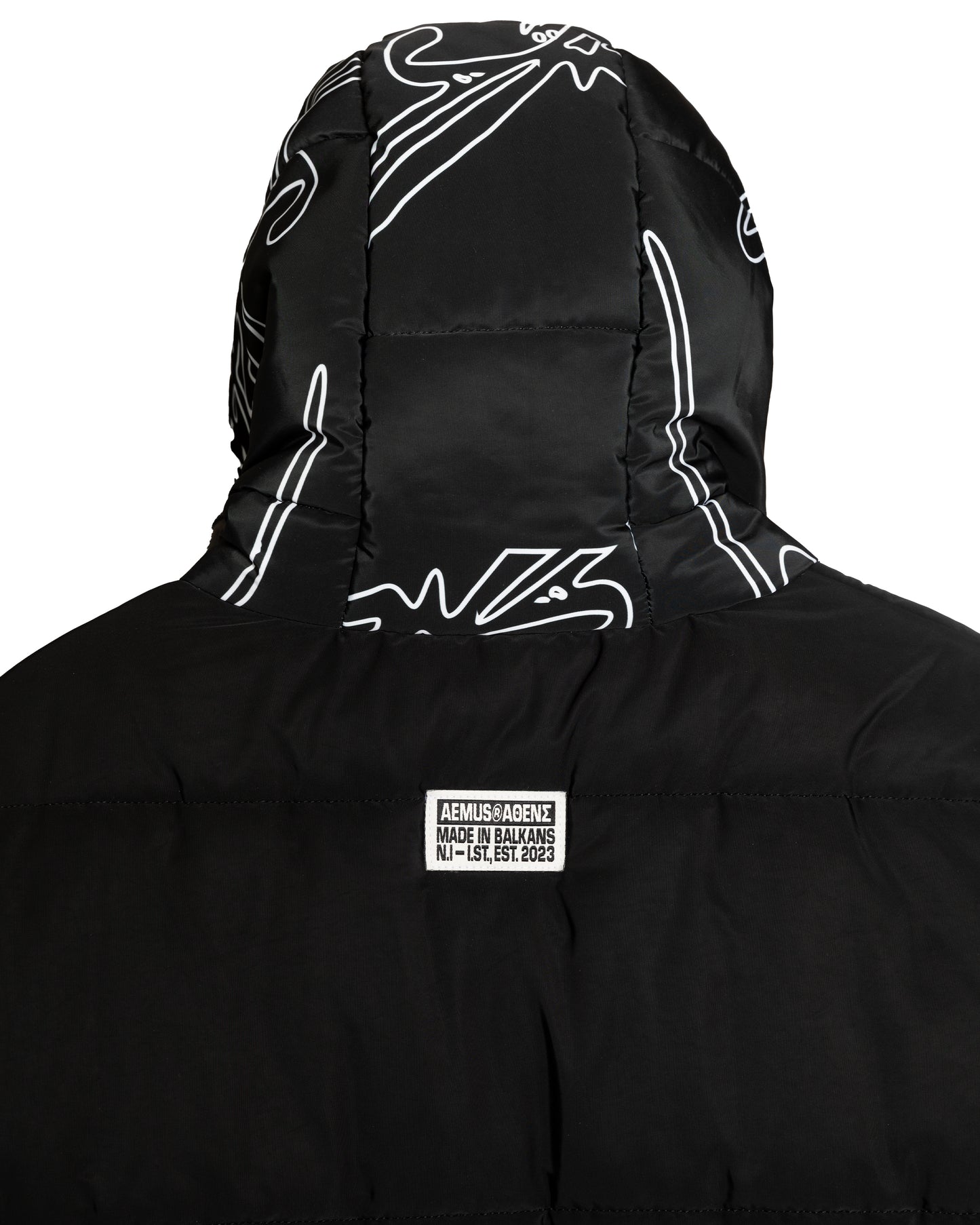 AEMUS BLACK HOODED PUFFER JACKET
