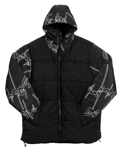AEMUS BLACK HOODED PUFFER JACKET